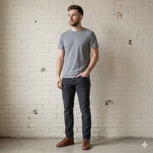 Mugsy Willys Jeans Mens 35x34 Charcoal Gray Stretch Slim Straight Casual